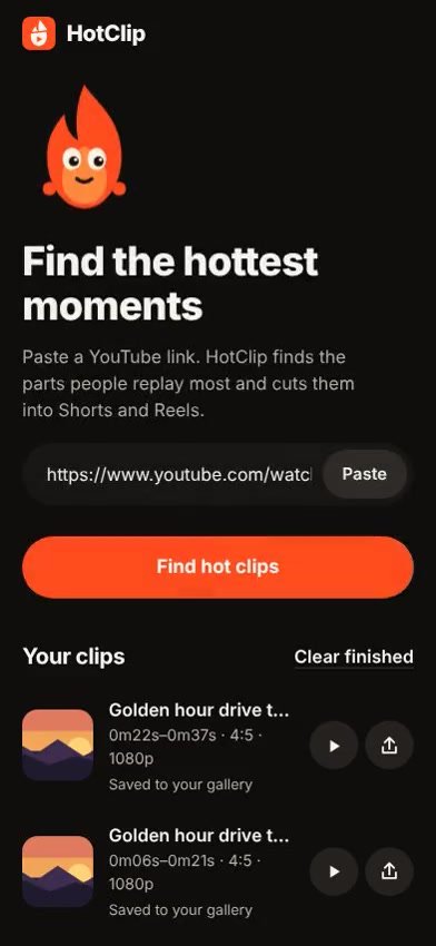 Your clips list on the home screen